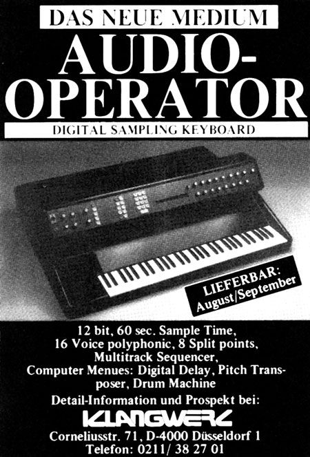 Das neue Medium - Audio Operator - Digital Sampling Keyboard - Lieferbar August/September