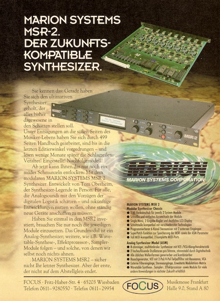 MARION SYSTEMS MSR-2 DER ZUKUNFTSKOMPATIBLE SYNTHESIZER.