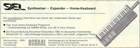 ... die Neuvorstellung November/Dezember 1985 im deutschen Fachhandel: Modell DK-70
