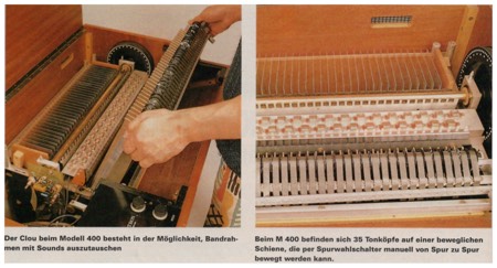 Bild links: Bandrahmen mit Sounds - Bild rechts: 35 Tonköpfe