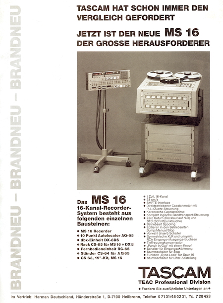 Tascam hat schon immer den Vergleich gefordert. Jetzt ist der neue MS 16 der grosse Herausforderer