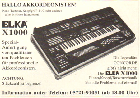 Hallo Akkordeonisten! Die legendäre CONCORDE gibt es nicht mehr. Die ELKA X1000 Piano/Knopf/Bassmechanik löst alle Probleme auf einmal!