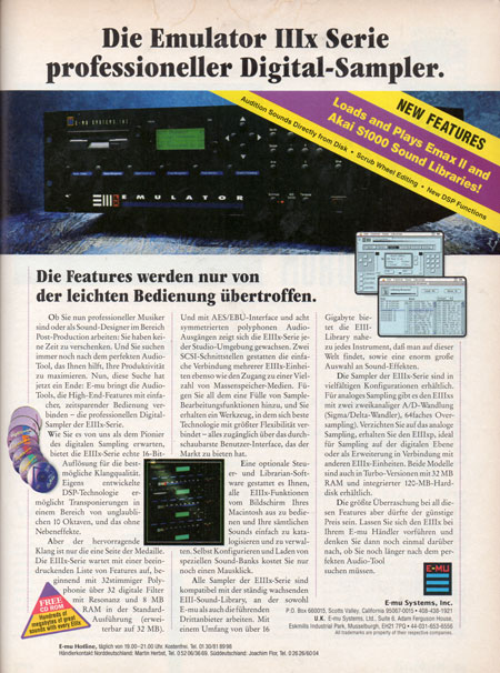 Die Emulator IIIx Serie professioneller Digital-Sampler. Die Features werden nur von der leichten Bedienung übertroffen.