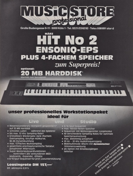 März HIT No 2 Ensoniq-EPS plus 4-fachem Speicher zum Superpreis!