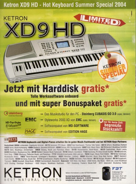 Ketron XD9 HD - Hot Keyboard Summer Special 2004