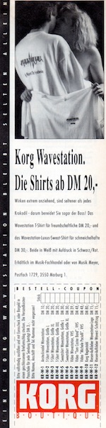 Korg Wavestation. Die Shirts ab DM 20,-