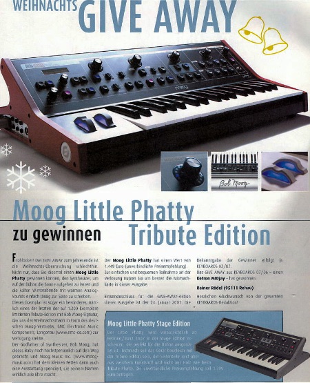 Moog Little Phatty zu gewinnen - Tribute Edition
