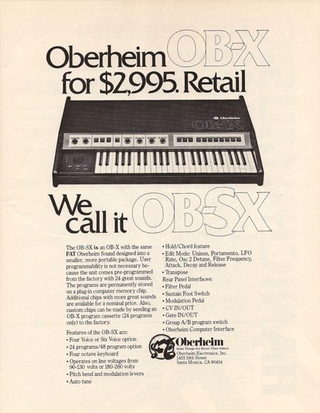 Oberheim, OB-X for $2,995. Detail - We call it OB-SX