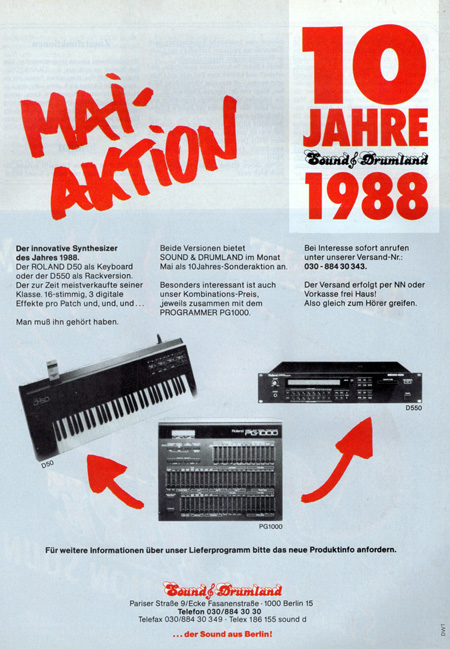 Mai-Aktion - Der innovative Synthesizer des Jahres 1988.