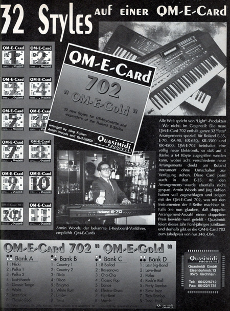 Armin Woods, der bekannte E-Keyboard-Vorführer, empfiehlt QM-E-Cards