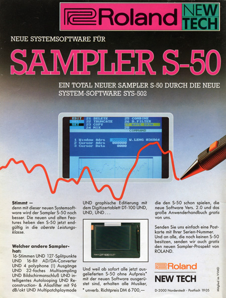 Neue Systemsoftware für Sampler S-50 - Ein total neuer Sampler S-50 durch die neue System-Software SYS-502