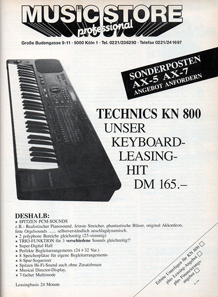 Technics KN800 - Unser Keyboard-Leasing-Hit DM 165.-
