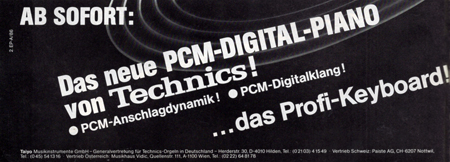 Ab sofort: Das neue PCM-Digital-Piano von Technics! ... das Profi-Keyboard!