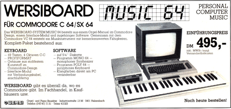 WERSIBOARD MUSIC 64 für COMMODORE C64/SX64