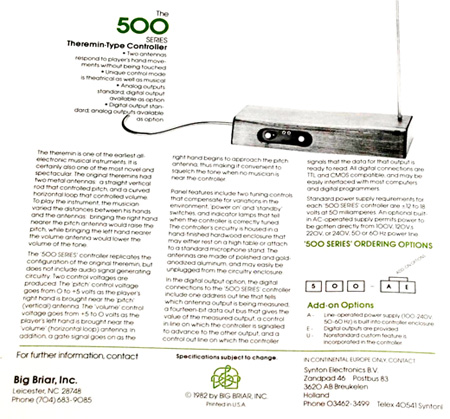 The 500-Series Theremin-Type Controller