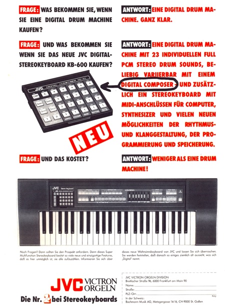 Was bekommen Sie, wenn Sie eine Digital Drum Machine kaufen? Und was bekommen Sie, wenn Sie das neue JVC Digital-Stereokeyboard KB-600 kaufen?