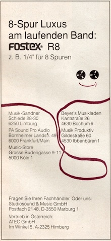 8-Spur Luxus am laufenden Band z.B. 1/4’ für 8 Spuren