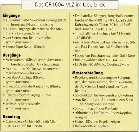 MACKIE: CR1604-VLZ: Überblick