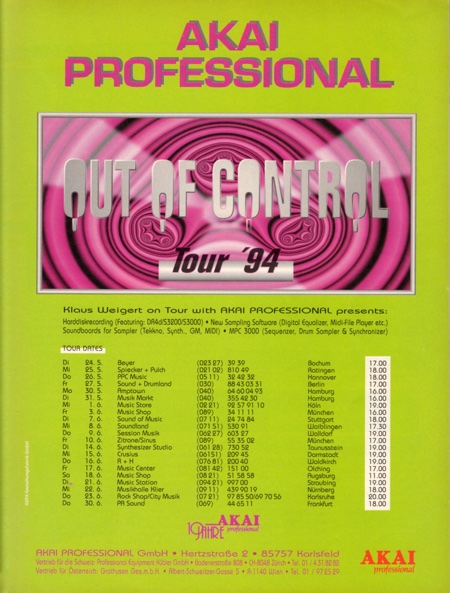 AKAI PROFESSIONAL - Out Of Control - Tour ´94