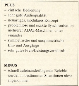 ALESIS: ADAT: Bewertung