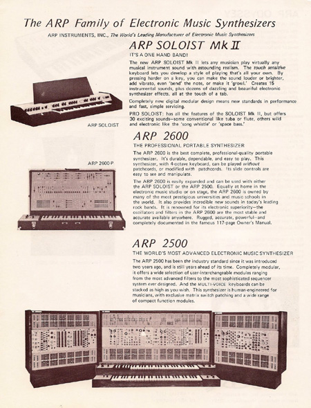 The ARP Family of Electronic Music Synthesizers The ARP Family of Electronic Music Synthesizers