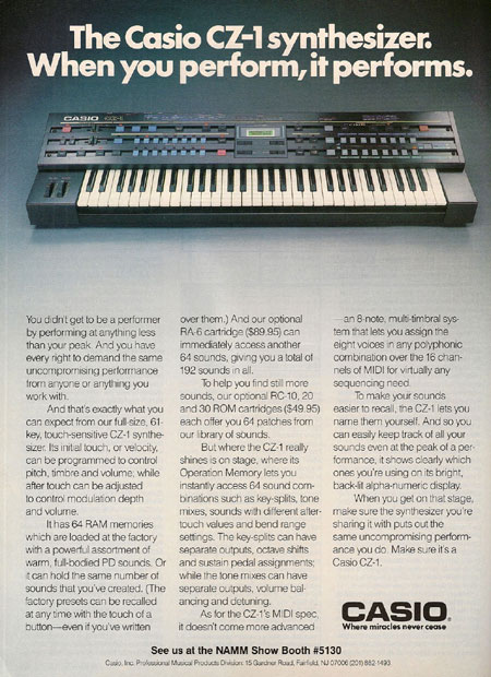 The Casio CZ-1 synthesizer. When you perform, it performs.