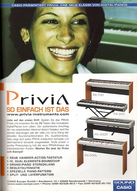 Casio präsentiert Privia: Eine neue Klasse von Digital-Pianos