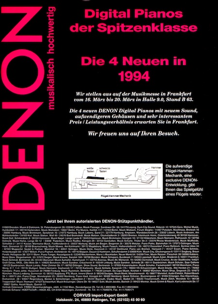 Digital Pianos der Spitzenklasse - Die 4 Neuen in 1994