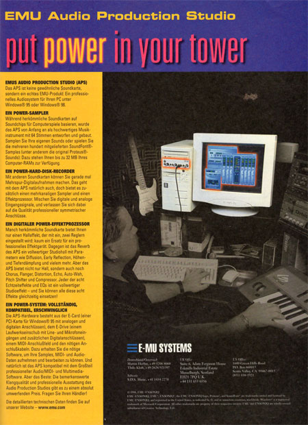 Emu Audio Production Studio - put power in your tower