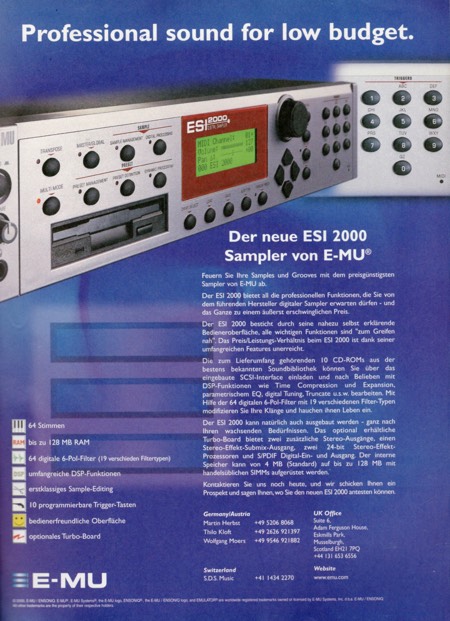 Professional sound for low budget. Der neue ESI 2000 Sampler von EMU