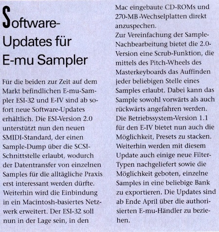 OFTWARE-UPDATES FÜR ESI-32 und E-IV