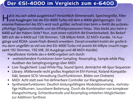 Der ESI-4000 im Vergleich zum E-6400