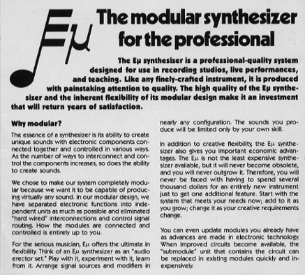 The modular Synthesizer for the professional