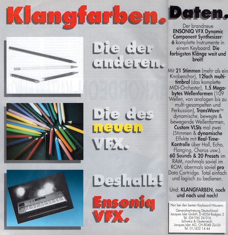 Klangfarben. Die der anderen. Die des neuen VFX. Deshalb! Ensoniq VFX.