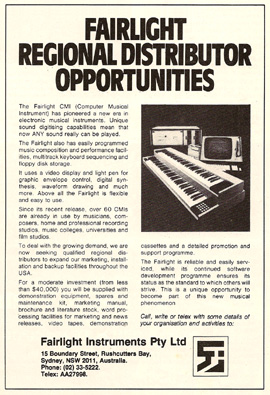 Fairlight Regional Distributor Opportunities