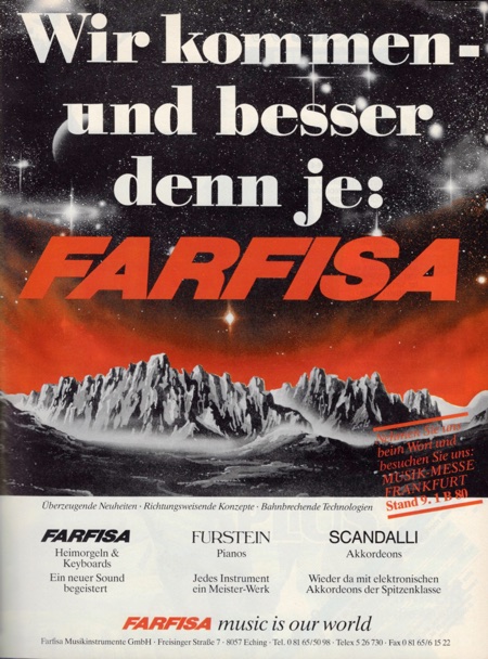 Wir kommen - und besser denn je: FARFISA