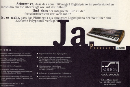 Stimmt es, dass das neue PROmega3 Digitalpiano ... und dass der integrierte ... Ist es wahr, dass ... Ja