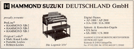 Hammond Suzuki Deutschland GmbH proudly presents: