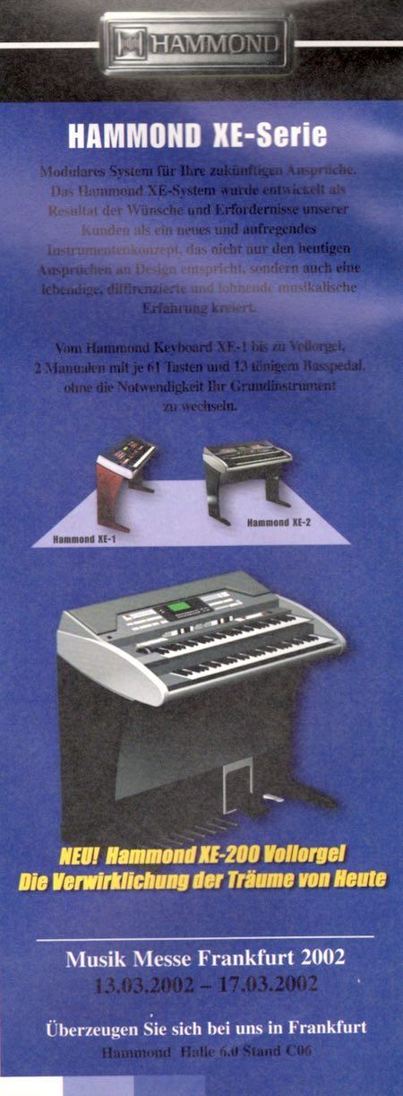 HAMMOND XE-Serie - Neu! Hammond XE-200 Vollorgel - Die Verwirklichung der Träume von Heute