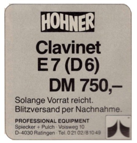 Hohner Clavinet E7 (D6) DM 750,-