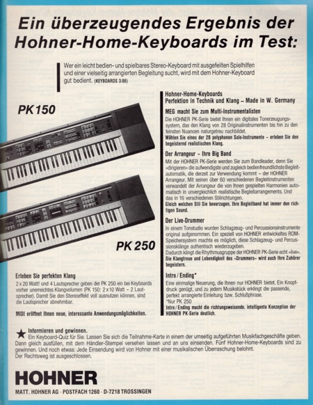 Ein überzeugendes Ergebnis der Hohner Keyboards im Test: ...