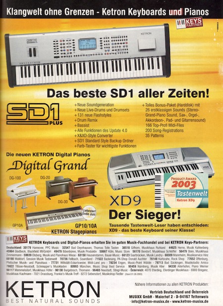 Klangwelt ohne Grenzen - KETRON Keyboards & Pianos - Das beste SD1 aller Zeiten!