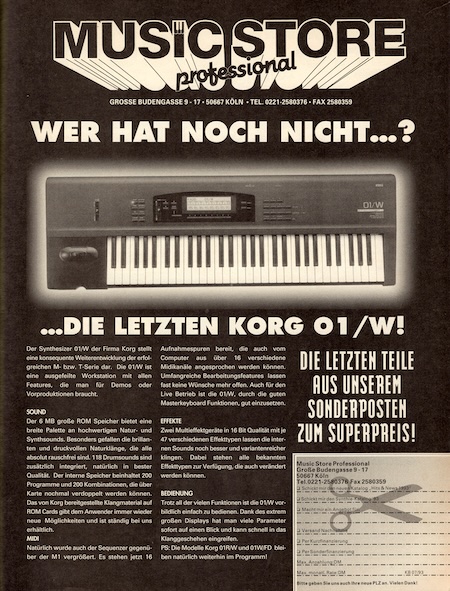 Wer hat noch nicht...? ...Die letzten Korg 01/W!