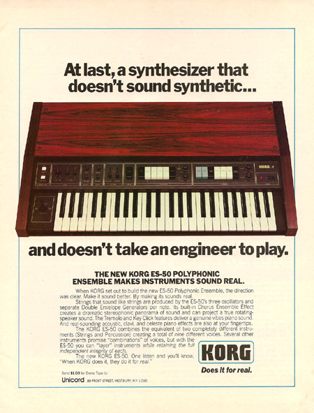 At last, a synthesizer that doesn't sound synthetic... and doesn't take an engineer to play.