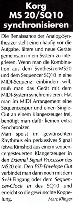 Korg MS-20 synchronisieren