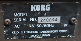 KORG: Σ (Sigma): Typenschild