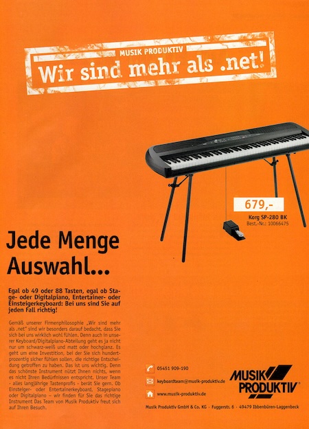 Wir sind mehr als .net! 679,- Korg SP-280 BK