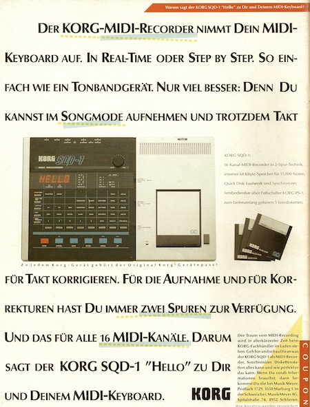 Der Korg MIDI-Recorder nimmt dein MIDI-Keyboard auf in Real-Time oder Step by Step ...