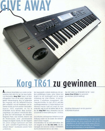 Korg TR61 zu gewinnen