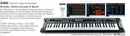 X50 Music Synthesizer - Kompakt, intuitiv und groß im Sound!